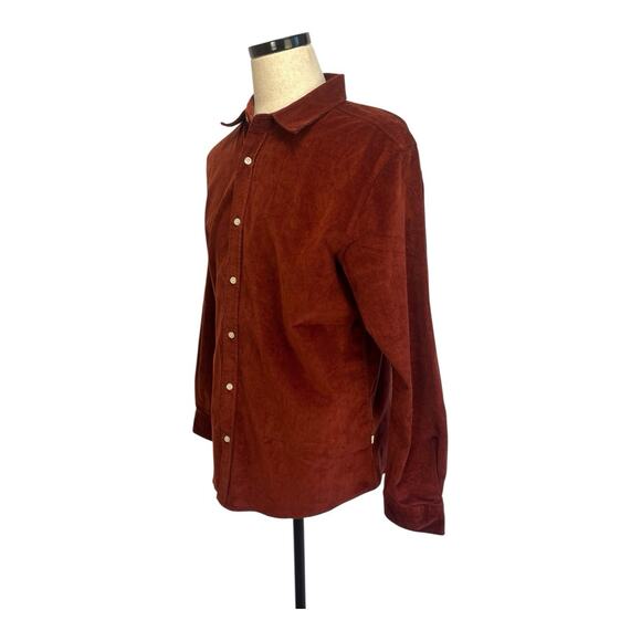 NWOT Julian & Mark Brown Corduroy Button Down Shirt Men's Size Extra Large - Picture 2 of 7
